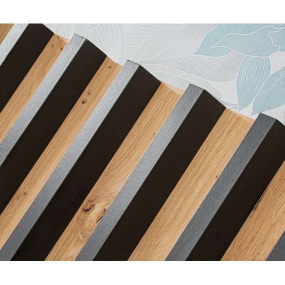 Vegghengt tv-benk Verti II 180 cm - eik hickory - svart matt - spiler