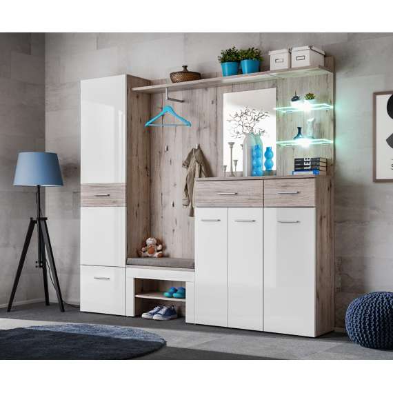 Entresett GUSTAVO IV eik wellington - hvit høyglans - spiler