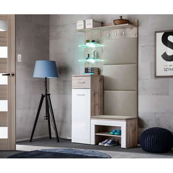 Entresett GUSTAVO VI eik wellington - hvit høyglans - spiler