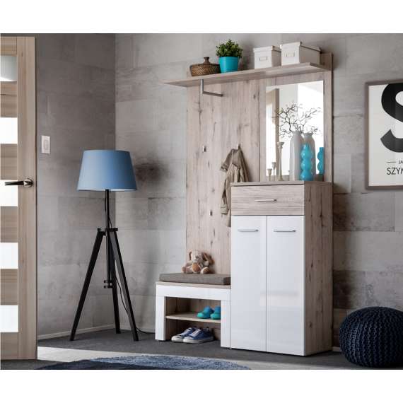 Speil Gustavo m/ hylle - 60x90 cm - eik wellington