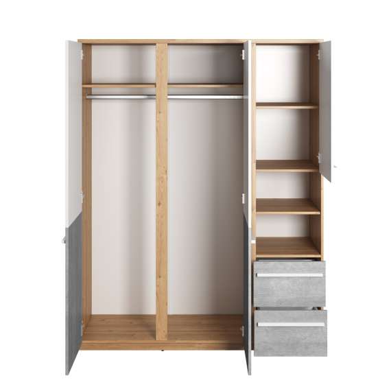 Garderobeskap Plano 150x191 cm - 3 dører - 2 skuffer