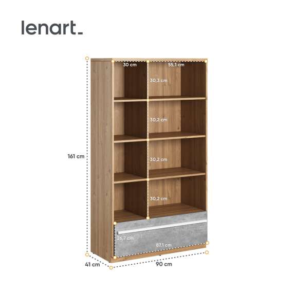 Reol Plano 90x161 cm - hyller - oppbevaringsskuff