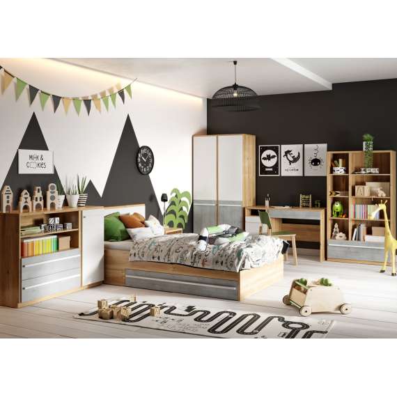 Skap Plano 90x131 cm - hyller - oppbevaringsskuff