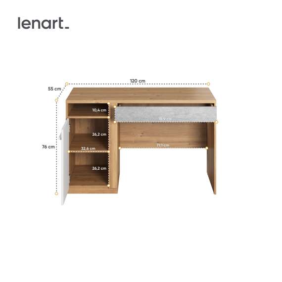 Skrivebord Plano 120x55 cm - med oppbevaringsskap