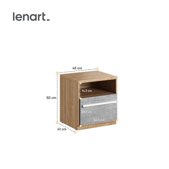 Nattbord Plano 45x50 cm - med skuff