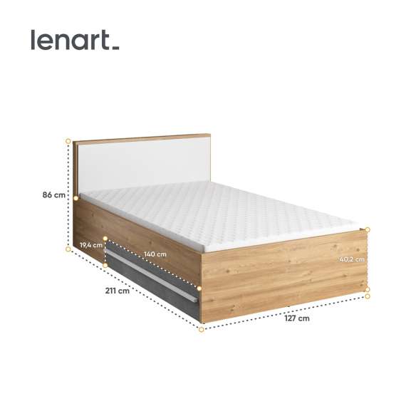 Seng Plano 120x200 cm - med oppbevaring