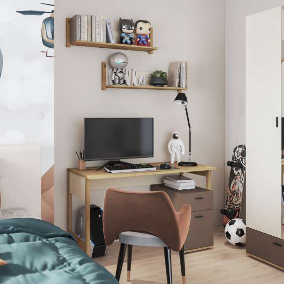 Skrivebord Lenny 125x60 cm - med skap og skuff