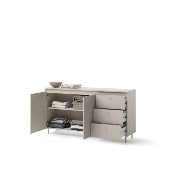 Skjenk Torino 151x80 cm - cashmere - 2 dører - 3 skuffer