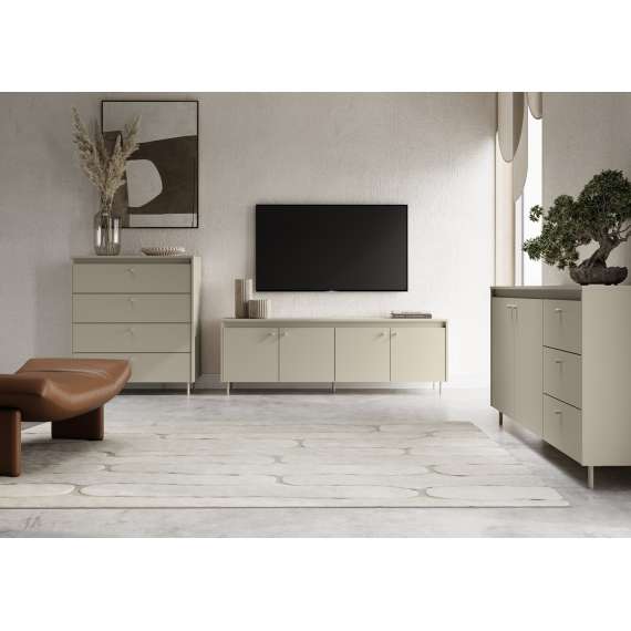 Skjenk Torino 151x80 cm - cashmere - 2 dører - 3 skuffer