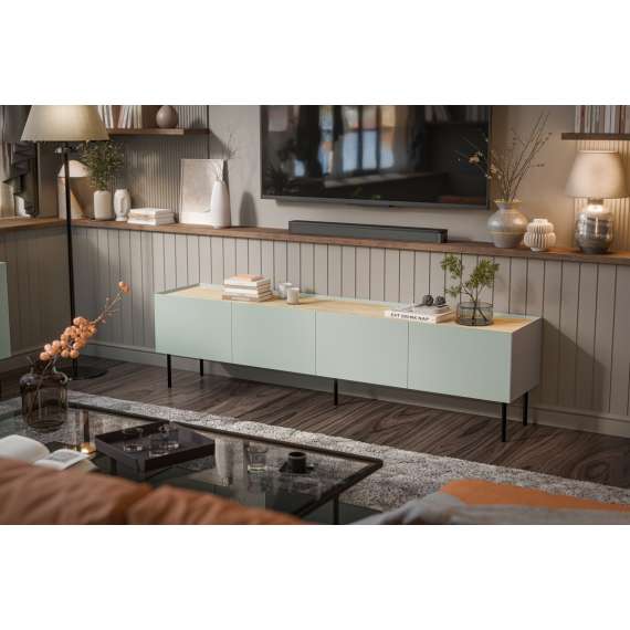 Tv-benk Fellini 200x52 - oliven og eik - 4 dører