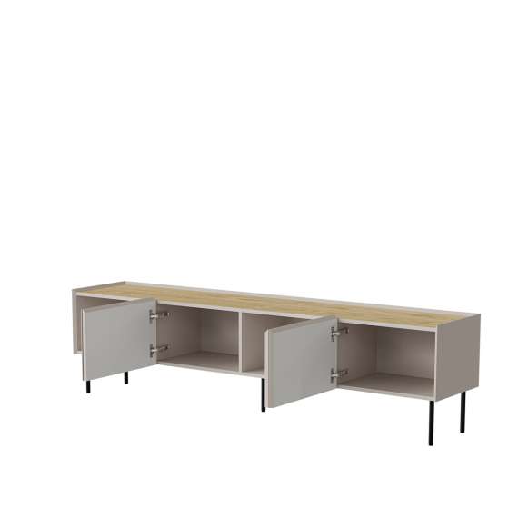 Tv-benk Fellini 200x52 - cashmere og eik - 4 dører