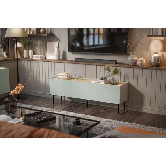 Tv-benk Fellini 150x52 - oliven og eik - 3 dører