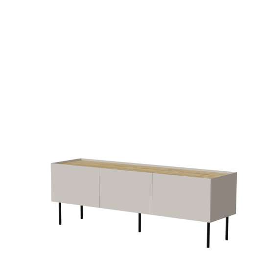 Tv-benk Fellini 150x52 - cashmere og eik - 3 dører