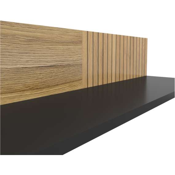 Vegghylle Luen 155x23 cm - eik - svart matt