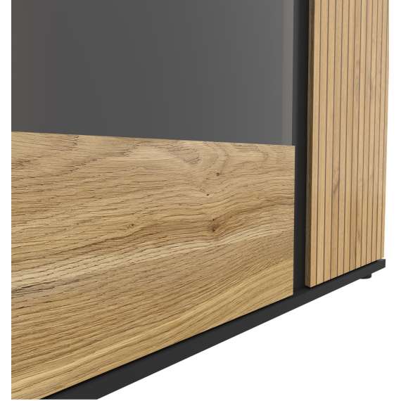 Vitrineskap LUEN - 95x146 cm - eik - svart matt - 2 dører