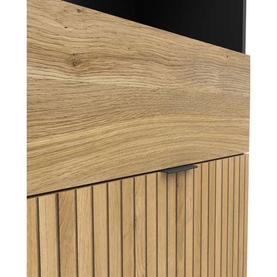 Reol LUEN - 57x196 cm - eik - svart matt - 3 dører