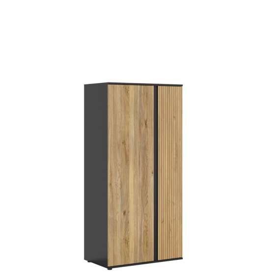 Garderobeskap LUEN - 95x196 cm - eik - svart matt - 2 dører