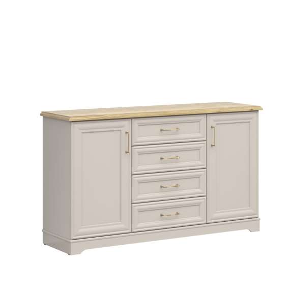 Skjenk Anga 154x90 cm - 4 skuffer - 2 dører - cashmere - eik mauvella