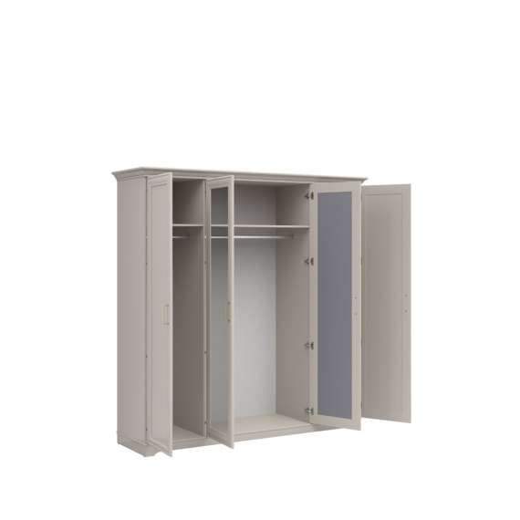 Garderobeskap Anga 210x216 cm - 4 dører - speil - cashmere