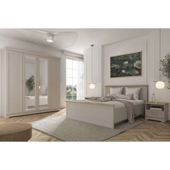 Garderobeskap Anga 210x216 cm - 4 dører - speil - cashmere