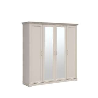 Garderobeskap Anga 210x216 cm - 4 dører - speil - cashmere
