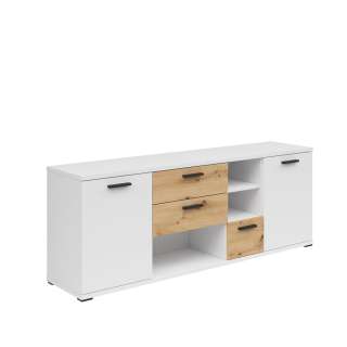 Skjenk Homeland 155x59 cm - eik artisan - hvit matt