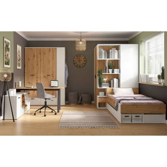 Skjenk Homeland 155x59 cm - eik artisan - hvit matt