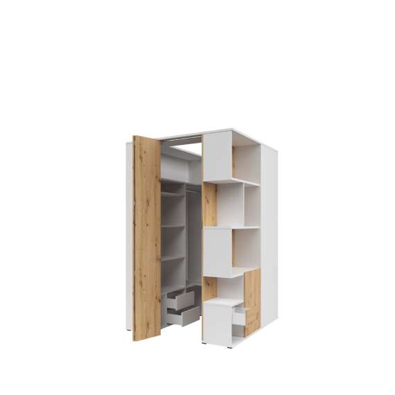 Hjørnegarderobe Homeland 135x136 cm - eik artisan - hvit matt