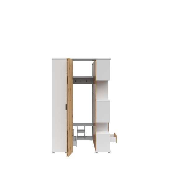 Hjørnegarderobe Homeland 135x136 cm - eik artisan - hvit matt
