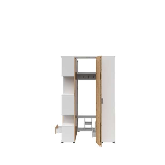 Hjørnegarderobe Homeland 135x136 cm - eik artisan - hvit matt