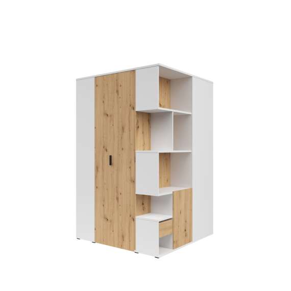 Hjørnegarderobe Homeland 135x136 cm - eik artisan - hvit matt