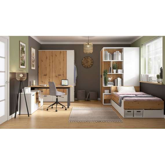 Reol Homeland 56x215 cm - hvit matt - 1 skuff