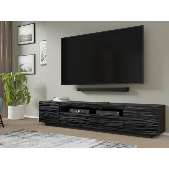 Tv-benk AURA 200 cm - svart sahara - 3 dører