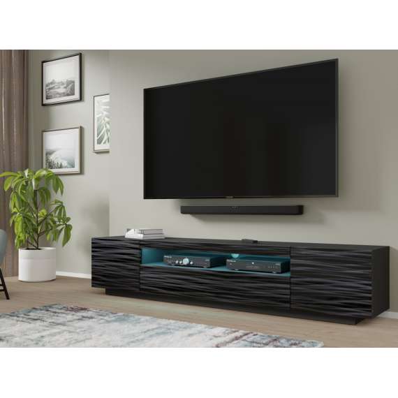 Tv-benk AURA 200 cm - svart sahara - 3 dører