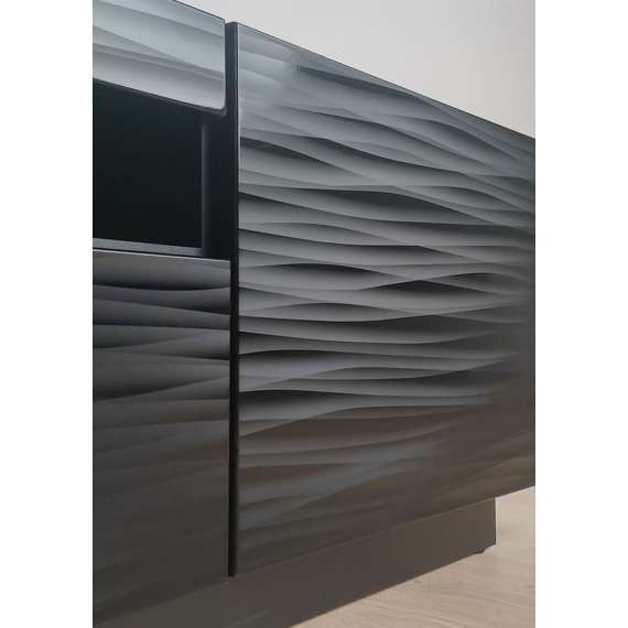 Tv-benk AURA 200 cm - svart sahara - 3 dører