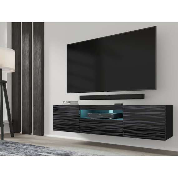 Tv-benk AURA 150 cm - svart sahara - 3 dører