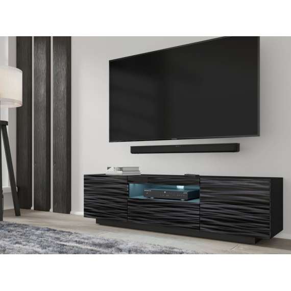 Tv-benk AURA 150 cm - svart sahara - 3 dører