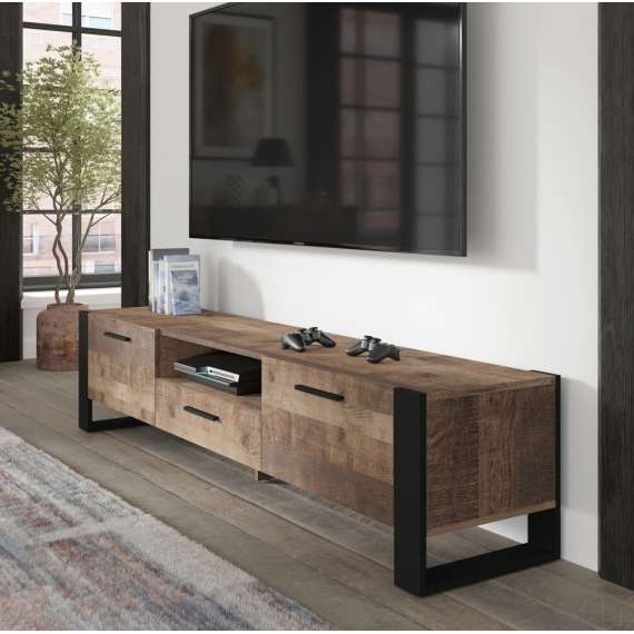 Tv-benk NUKA  200 cm - eik grange - 2 dører