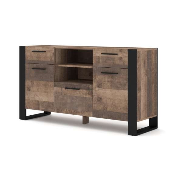 Skjenk NUKA 155x87 cm - eik grange - 3 dører - 2 skuffer