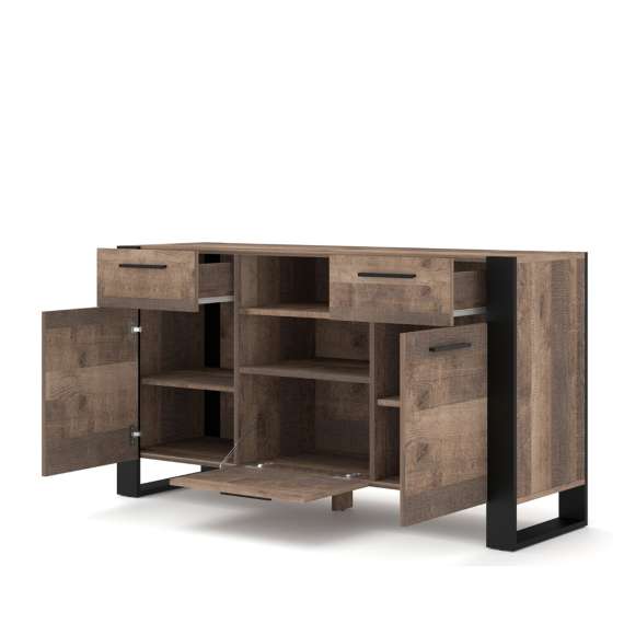 Skjenk NUKA 155x87 cm - eik grange - 3 dører - 2 skuffer