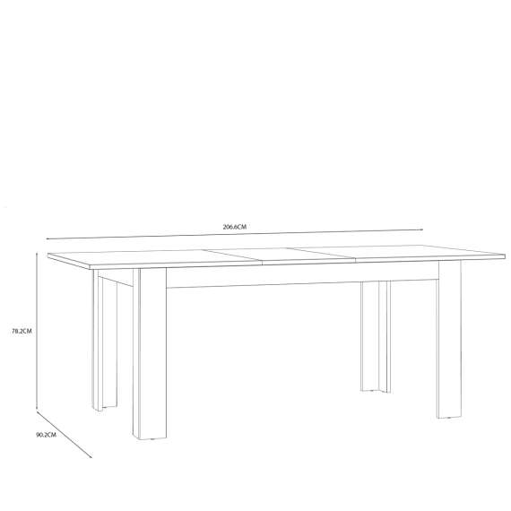 Spisebord Chisbury - 160-206 cm - lerk sibu - eik riviera