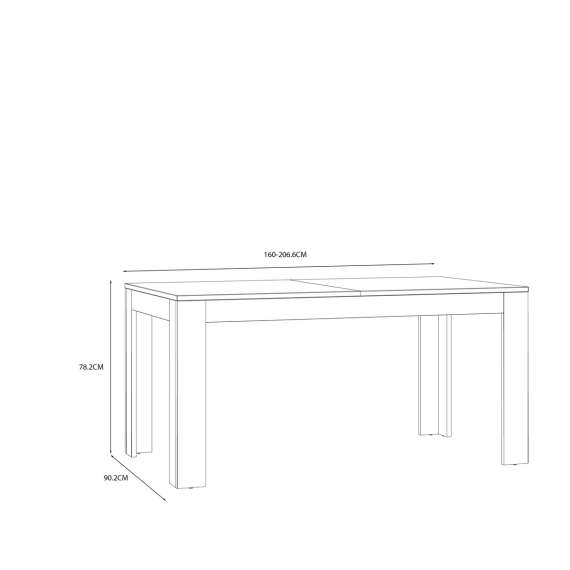 Spisebord Chisbury - 160-206 cm - lerk sibu - eik riviera