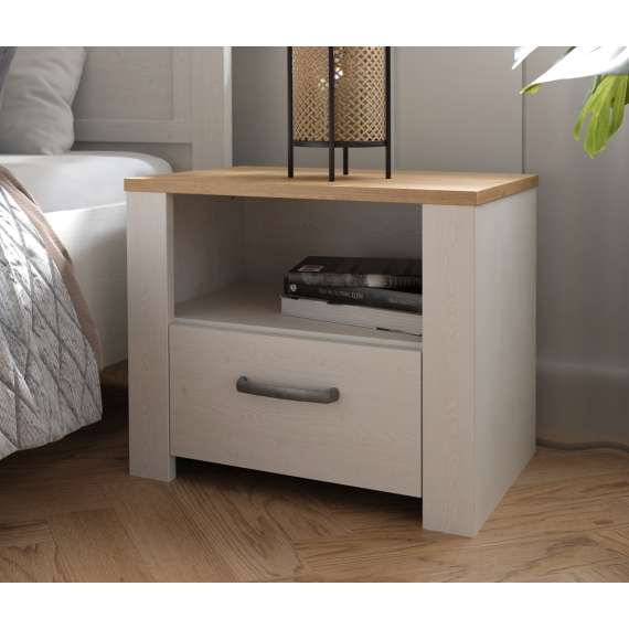 Nattbord Chisbury 62x52 cm - lerk sibu - eik riviera - 1 skuff