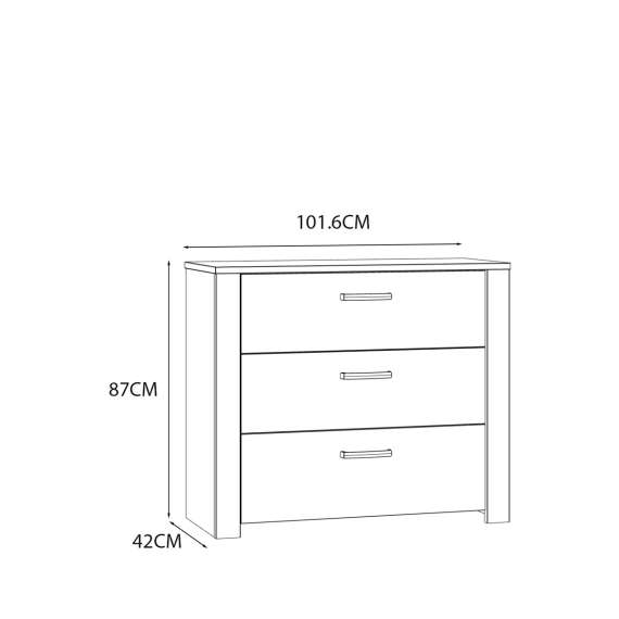Skjenk Chisbury 102x87 cm - lerk sibu - eik riviera - skuffer