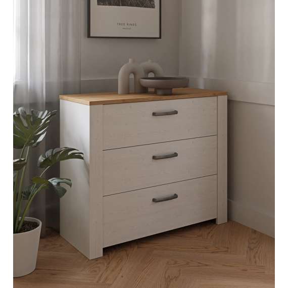 Skjenk Chisbury 102x87 cm - lerk sibu - eik riviera - skuffer