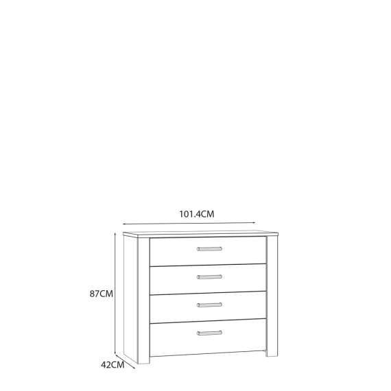 Skjenk Chisbury 102x87 cm - lerk sibu - eik riviera - 4 skuffer