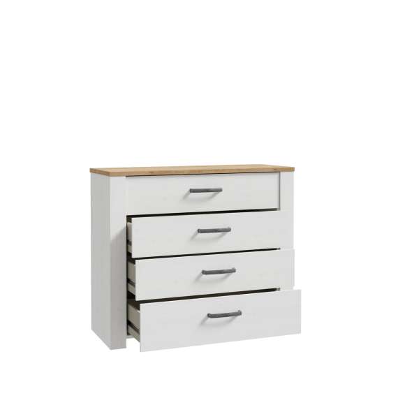 Skjenk Chisbury 102x87 cm - lerk sibu - eik riviera - 4 skuffer