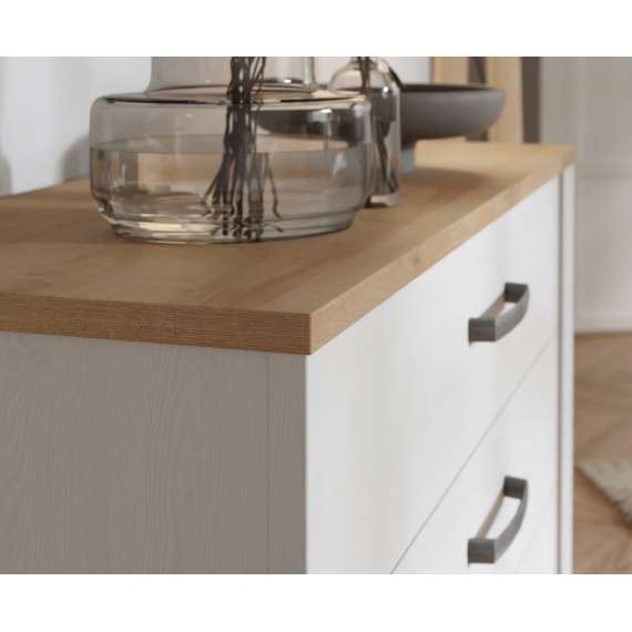 Skjenk Chisbury 102x87 cm - lerk sibu - eik riviera - 4 skuffer