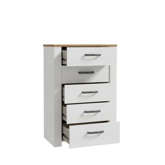 Skjenk Chisbury 72x106 cm - lerk sibu - eik riviera - 5 skuffer