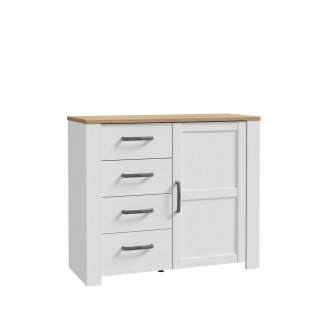 Skjenk Chisbury 102x87 cm - lerk sibu - eik riviera - 1 dør - 4 skuffer